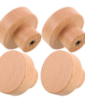 Round Beech Wood Cabinet Handles 4 Pack Circular Drawer Pulls 35mm Single Hole Mount Farmhouse Style Kitchen Cabinet Hardware