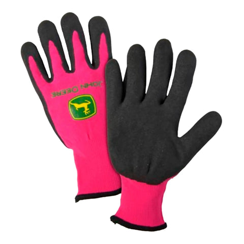 Women’s Nitrile Foam Palm Dipped Work Gloves With Elastic Wrist And Band Top Cuff, Light-Duty Grip For Wet Or Oily Conditions, Breathable Knit Back, Abrasion Resistant, Black And Pink showing both front and back view