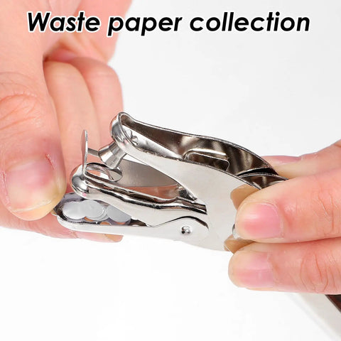 Using a Two Piece Handheld Hole Punch Set With One Quarter Inch And One Eighth Inch Circle Punches for crafts and cards.