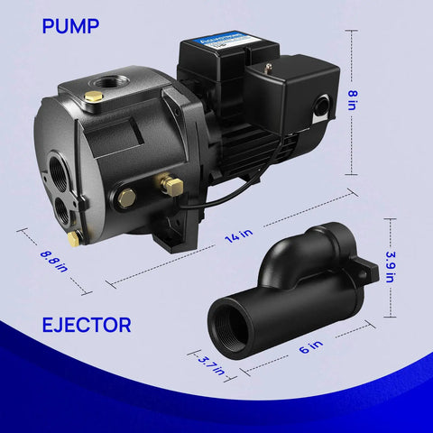 1HP Shallow And Deep Well Jet Pump, A Real Workhorse, With 164 Ft Head And 1554 GPH Flow, Cast Iron, 115V And 230V Dual Voltage
