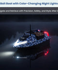 Bait Boat With Depth And Temp Sensor, GPS Range Up To 546 Yds, Three Independent Bait Tanks, auto return, night lights on water