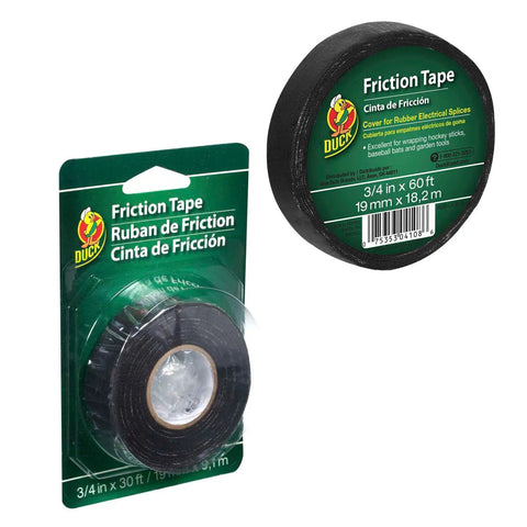 Friction Tape Three Quarters Inch By Sixty Feet Black Double Sided Sticky Cotton Cloth Tape For Electrical Splices And Extra Grip