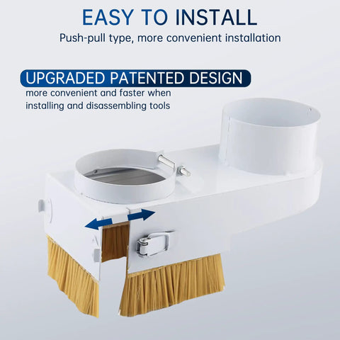 65mm Spindle Dust Boot Shoe For CNC Spindle Motor With Double Door Brush, showcasing installation and hose connection.