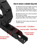 15x15mm Semi Enclosed Drag Chain Cable Carrier For CNC Machines - Black Plastic, 1 Meter Length, End Connectors Included