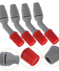 4 Pack Garden Sprayer Nozzles Easy Install Plastic Atomizing Nozzles for Lawn Care, showing close-up of red spray heads.