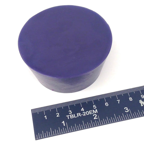 Pro Grade High Temp Silicone Rubber Plug For Powder Coating And Painting, 1.375 inch tall next to ruler