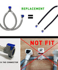 12 Inch Quick Connect Faucet Water Supply Lines with V-Shape Connectors replacement and non-fit examples in widespread sinks
