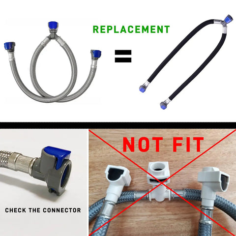 12 Inch Quick Connect Faucet Water Supply Lines with V-Shape Connectors replacement and non-fit examples in widespread sinks