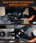 4 In 1 Snap Ring Pliers Set With Interchangeable Jaw Heads for Internal and External Clips in use, showing multi work scenario applications