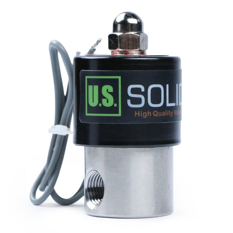 Stainless Steel 1/4 Inch Electric Solenoid Valve 24VDC Normally Closed With Viton Seals, side view, showing port and wiring