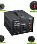 Heavy Duty 1500W Voltage Converter Transformer For 110V To 220V And 220V To 110V With Dual Circuit Breaker Protection, 1 110V Outlet And 1 Universal 220V Outlet, Built To Last