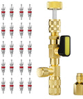 Valve Core Remover And Installer Tool Pro Grade With Dual Size SAE One Quarter Inch And Five Sixteenths Inch Port Brass Adapter