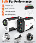 Go-To Golf Rangefinder With Slope 1500 Yard Laser Rangefinder With Flag Lock Vibration USB-C charging dual lenses and grip.