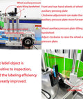 Detailed view of Smooth Operator High Speed Automatic Round Bottle Labeling Machine With Desktop Conveyor Belt adjustments and sensors.