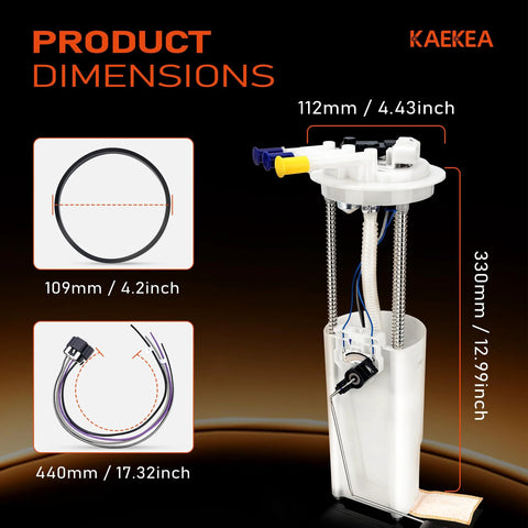 Electric Fuel Pump Module Assembly With Pressure Sensor For Chevrolet Astro And GMC Safari 4.3L 2000 2005 Replacement Part dimensions
