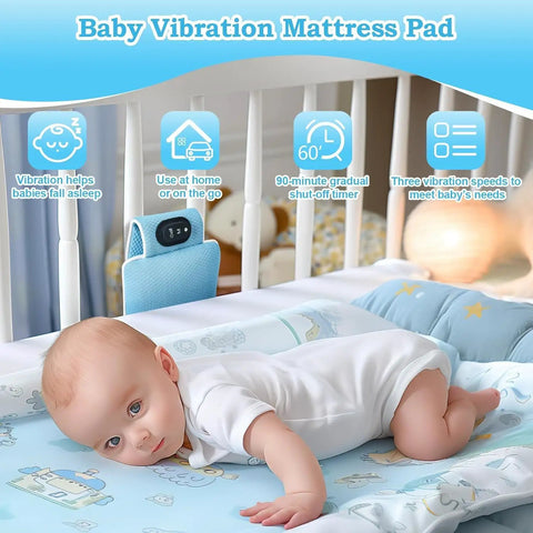 Ultimate Baby Sleep Soother With Three Adjustable Vibration Modes And 90 Minute Timer For Newborns on crib mattress