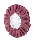Kick Ass 10 Inch Red Airway Buffing Pad With Rock Solid D50 Treatment For Heavy Cut And Color Correction On Aluminum And Steel Fits Standard Half Inch And Five Eighth Arbors, showing a close-up side view of the pad.