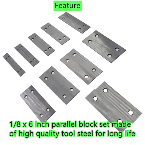 Precision Parallel Block Set One Eighth Inch By Six Inch Blocks With 0.0002 Inch Accuracy Ten Pairs Pre Oiled Laser Etched Dimensions For Layout Work And Setups Pro Grade Tool Steel And Workshop Essential