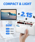 Hand holding Portable Battery Operated Bill Counter With UV And MG Detection, 800 Bills Per Minute; lightweight device displayed