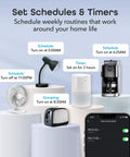 Smart Plug Mini 15A WiFi Outlet 4 Pack For Alexa And Google Home No Hub Required App Remote Control shown with devices.