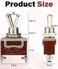 Dimensions of Beefy 12V DC 30A Waterproof Toggle Switch 2 Pack SPST Marine Grade On Off Switch With Boot Cap Cover