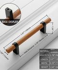 Black T Bar Cabinet Pulls 3.78 Inch Hole Distance, Solid Wood With Aluminum Base, Dimensions 5.87 x 0.59 x 1.34 Inches, on Display
