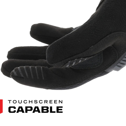 Close-up of M-Pact Open Cuff Work Gloves with high impact knuckle protection and touchscreen capability, black finish