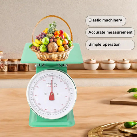 Heavy Duty Portion Control Mechanical Kitchen And Food Scale With Stainless Steel Platform 110 Lbs Capacity Industrial Dial Scale