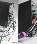 Before and after using 50 Pack Reusable Cable Ties For Quick Cord Organization Heavy Duty Wire Straps And Cable Organizers 7 Inch Length Black