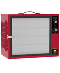 Heavy Duty Portable Two Stage Tabletop Dust Collector And Shop Air Filtration System Featuring Badass Vortex Fan For Woodworker Garage Air Scrubber Plus Sawdust Removal in red with controls.