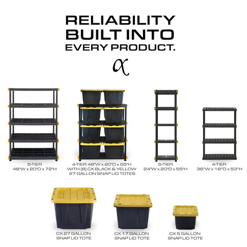 Heavy Duty Five Tier Plastic Storage Shelves For Garage Organization Rust Resistant Black Shelving Unit Handles One Hundred Fifty Pounds Per Bay Solid Two Pack Keeps Your Setup Top Shelf And Ready For Any Weekend Warrior