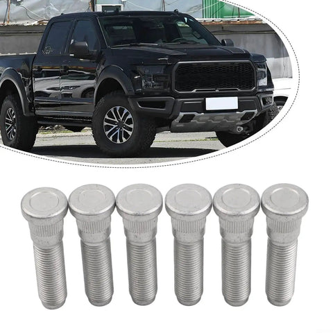 Heavy Duty 65Mm M14x1.5 Wheel Studs For Ford F150 Transit 2015-2020 Replace Stolen Lug Bolts Super Cold Forged Steel Replacement Kit Set of 6, six silver wheel studs