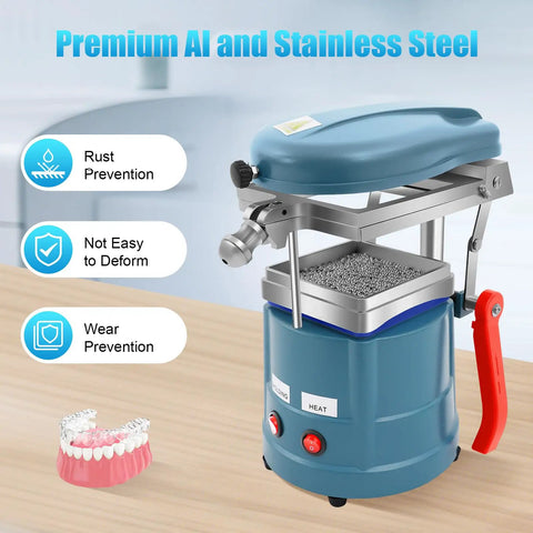 Pro Grade Thermoforming Vacuum Forming Machine For Dental Labs, 110V 600W Heat Molding Tool With Symmetrical Heating System, Space Saving Dental Forming Equipment, blue aluminum stainless steel, dental appliance forming