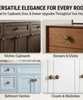 Heavy Duty 15 Piece Antique Brass Cabinet Knobs Offering A Hella Smooth Vintage Sunburst Finish on various furniture types.