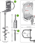 Four Pack Thirty Inch Ground Anchors Screw In Kit With L Bracket Heavy Duty Tapered Spiral Anchors shown with dimensions