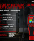 HVAC refrigerant leak detector ALD-200 PRO handheld, red/black with 2.6-inch color display and probe