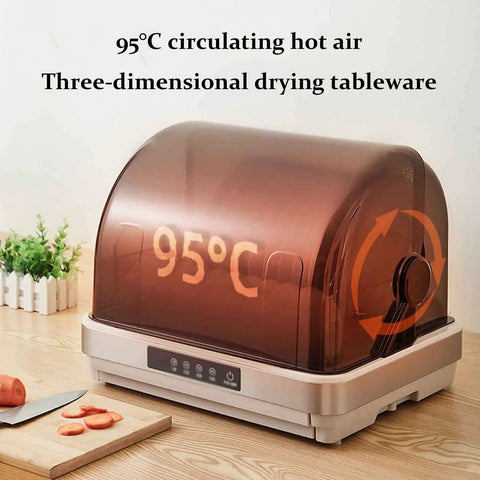 Savage Clean 42L Portable Desktop Tableware Sanitizer Cabinet With Four Speed UV Drying And Hot Air Cycle For Kitchen Countertop Keeps Dishes Crisp No Cap showing 95°C hot air drying function