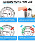 Instructions for use showing Rock Solid Stainless Steel Vacuum Gauge Reads Dead Accurate with carabiners and pressure markings.