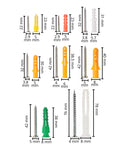 Drywall Anchors And Screws Kit With 100 Pieces, 50 Plastic Wall Anchors And 50 Metal Screws, sizes and dimensions displayed