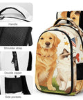 Heart And Bone Pet Pals Printed Unisex Backpack With Large Capacity, featuring dog and cat print, durable polyester fabric.