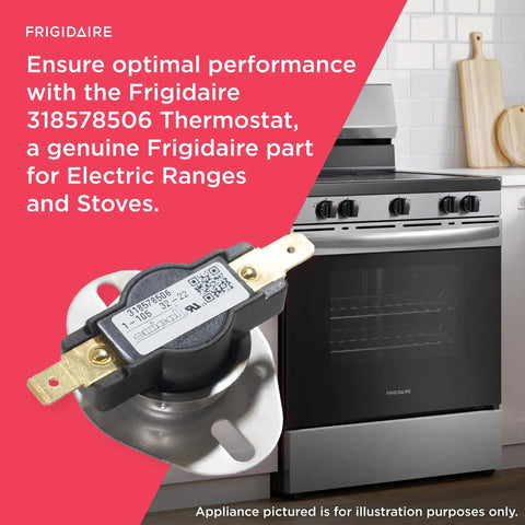 Thermostat Replacement For Electric Ranges And Stoves Model 318578506 Delivers Precise Temperature Control, shown near stove