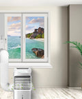 Portable Air Conditioner Window Vent Kit With Adjustable Seal Plates For Sliding Windows Fits 5.1 Inch Exhaust Hose Installed