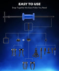 Diagram of All In One Slide Hammer Puller Kit DIY Ready 22 Piece with labeled parts for assembly and use in auto repair