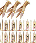 All In One Drywall Anchors Kit With Self Tapping Screws For Plasterboard Dowel Expansion Nails Self Drilling Anchors Fasteners With Integrated Drill Tip Easy To Install For Home Mounting Picture Hanging Shelves Cabinets Furniture Fixes Galvanized, gold anchors and screws set