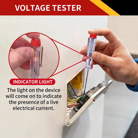 Pro Grade 1000V Insulated Electrician Screwdriver Set 8 Piece With Magnetic Tips Workhorse Quality voltage tester in use