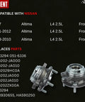 Pair Front Wheel Bearing Hub Assembly Fits Altima 2007 2008 2009 2010 2011 2012 And 2013 Altima 2.5L Coupe