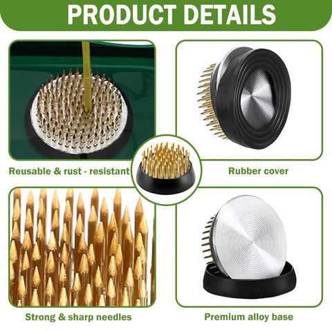Heavy Duty Silicone Portafilter Holder Precise Custom Fit Compatible With Ninja ES601 ES701 And Luxe Cafe Espresso Machines Anti Tip Tamper Base with gold needles and rubber cover.