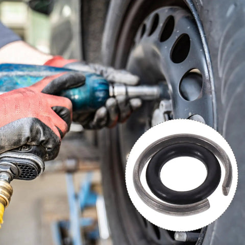 Person using impact wrench with Heavy Duty Impact Wrench Retaining Ring Clips With O Rings For One Half Inch Drive Sockets shown inset