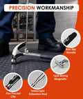 Telescoping And Extendable Magnetic Pickup Tool With 32 Inch Reach And 16 Lb Neodymium Magnet on floor with hammer