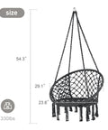 Chill Out Hammock Chair With Macrame Swing, Handwoven Cotton Rope, grey chair with 54.3” height, supports 330 lbs.